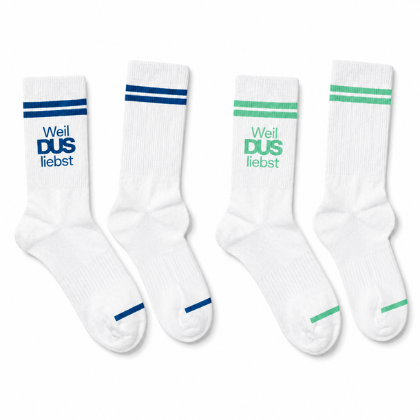 DUS Tennis Socks Blue or Mint “Weil DUS liebst”