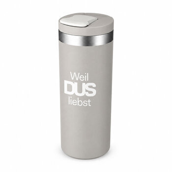 Stanley 1913® Transit Fliptop Thermobecher 350 ml – Grau mit Gravur „Weil DUS liebst“